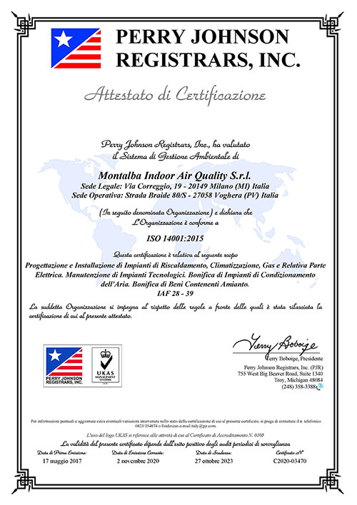 CERTIFICATO MONTALBA INDOOR ISO 14001